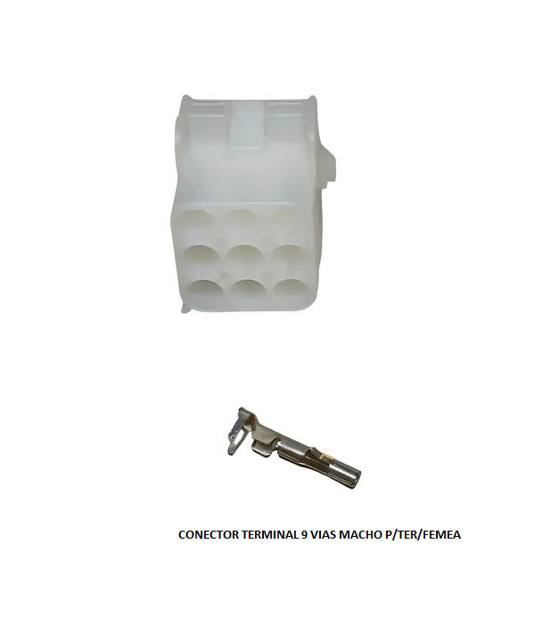CONECTOR TERMINAL 9 VIAS MACHO P/TER/FEMEA