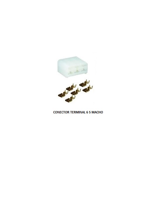CONECTOR TERMINAL 6 VIAS MACHO P/TER/FEMEA