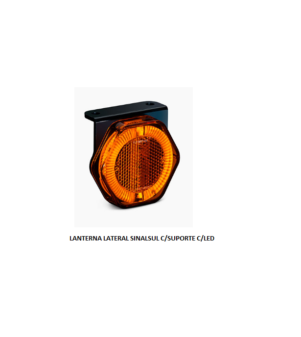 LANTERNA LATERAL HEXAGONO C/SUPORTE C/LED AMARELA