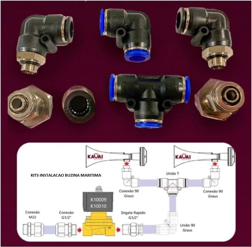 KITS INSTALACAO BUZINA MARITIMA S/MANGUEIRA