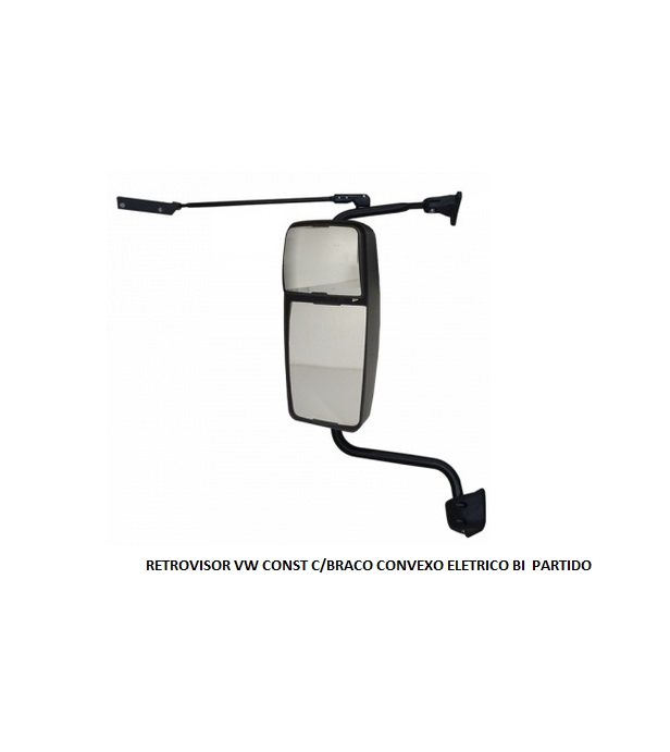 RETROVISOR VW CONST C/BRACO CONVEXO ELETRICO BI PARTIDO