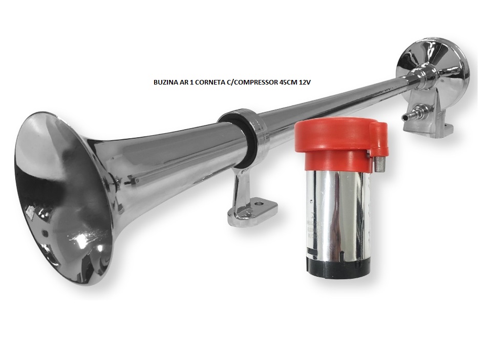 BUZINA AR 1 CORNETA C/COMPRESSOR 45CM 12V