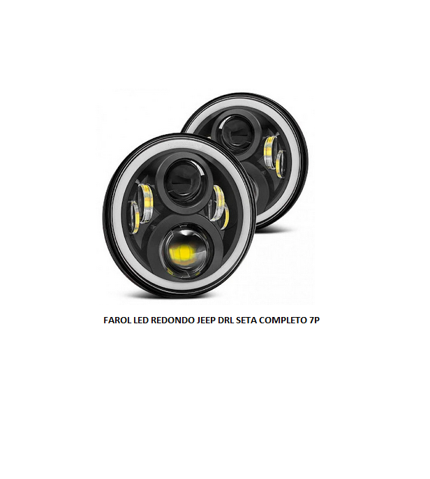 FAROL LED REDONDO JEEP DRL SETA COMPLETO 5P