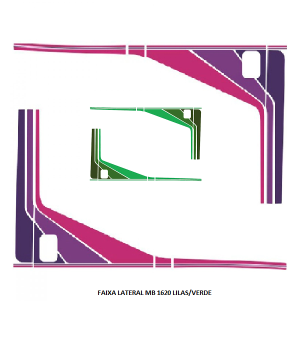 FAIXA LATERAL MB 1620 LILAS/VERDE