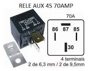 RELE AUX 24V 4S 70A 2 TERMINAIS LARGOS