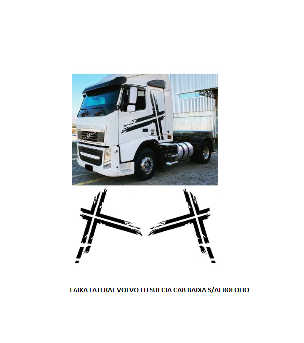 FAIXA LATERAL VOLVO FH SUECIA CAB BAIXA S/AEROFOLIO