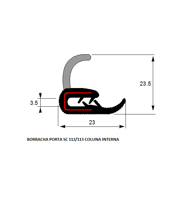 BORRACHA PORTA SC 112/113 COLUNA INTERNA