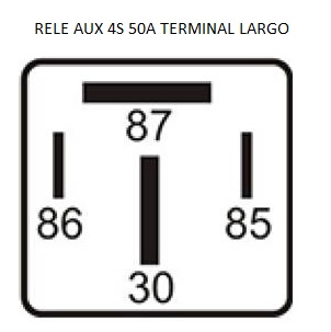 RELE AUX 12V 4S 50A TERMINAL LARGO DNI0105