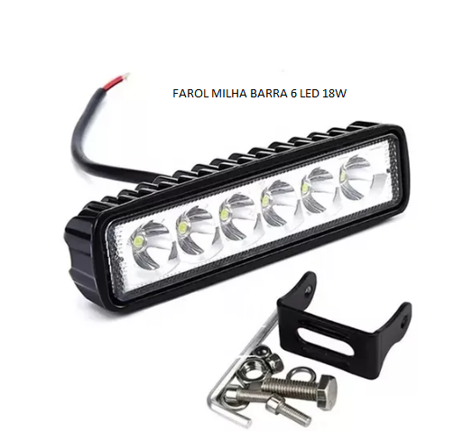 FAROL MILHA BARRA 6 LED 18W UNIVERSAL RETANGULAR