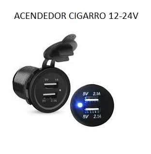 ACENDEDOR CIGARRO 12/24V TOMADA 2 USB